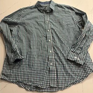 Men's Size XL 46-48 GEORGE Shirt Long Sleeve Plaid Green/Blue/White Button Down